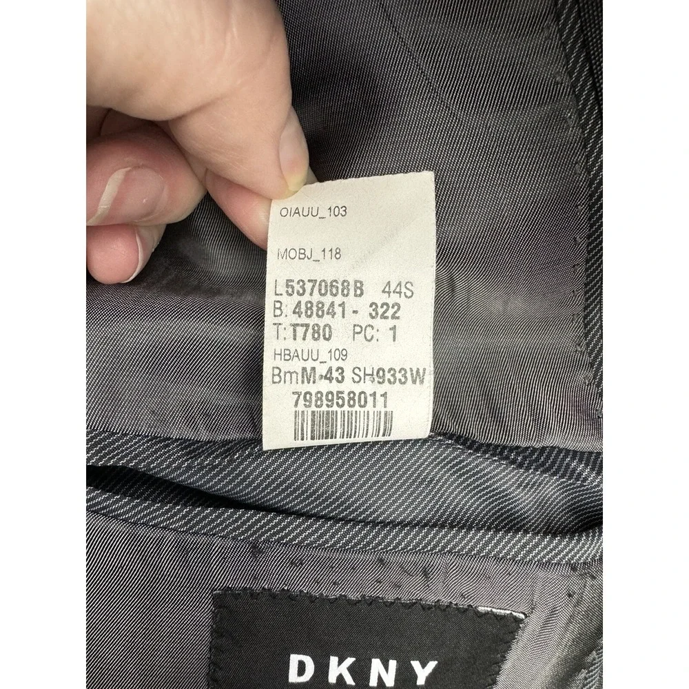 DKNY Men's Dark Charcoal 2 Button Suit Blazer Jacket Sport Coat Wool Reda Size ?
